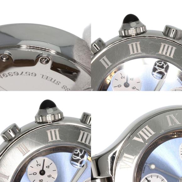 Cartier W1020013 Chronoscuff SM Watch Stainless Steel Leather Ladies - Picture 8 of 11